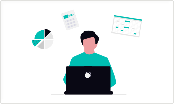 業務に追われる人物のイラスト