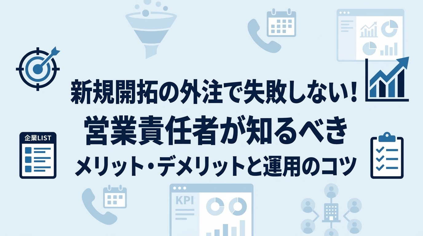 新規開拓の外注で失敗しない！営業責任者が知るべきメリット・デメリットと運用のコツ