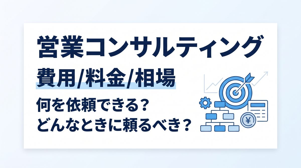 営業コンサルティング 費用/料金/相場、何を依頼できる？どんなときに頼るべき？