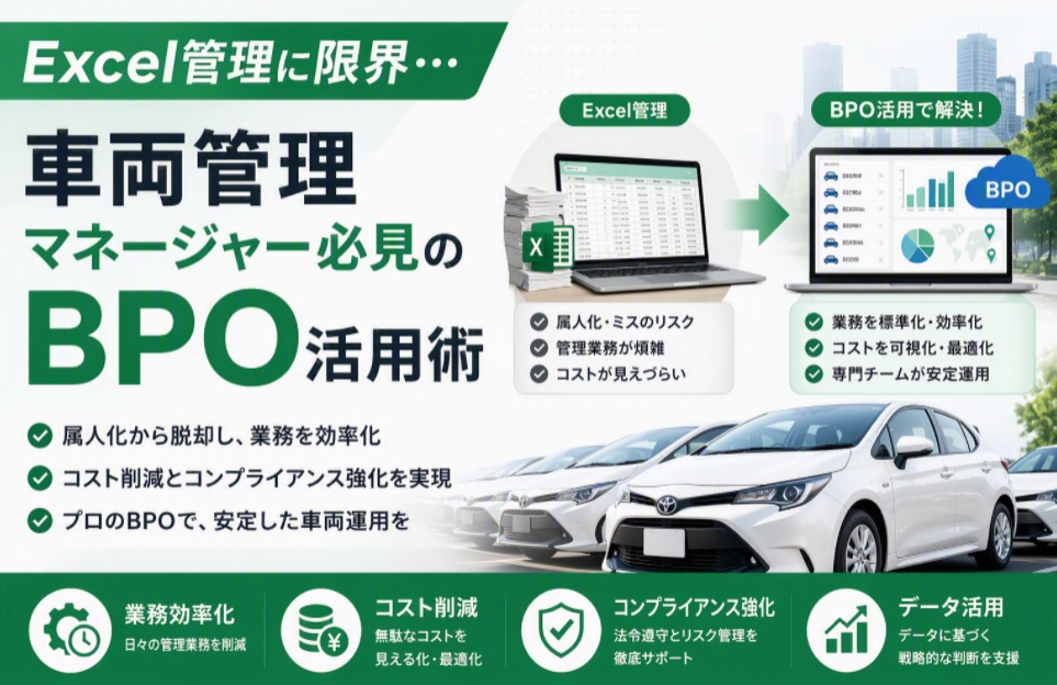 「Excel管理に限界…」車両管理マネージャー必見のBPO活用術