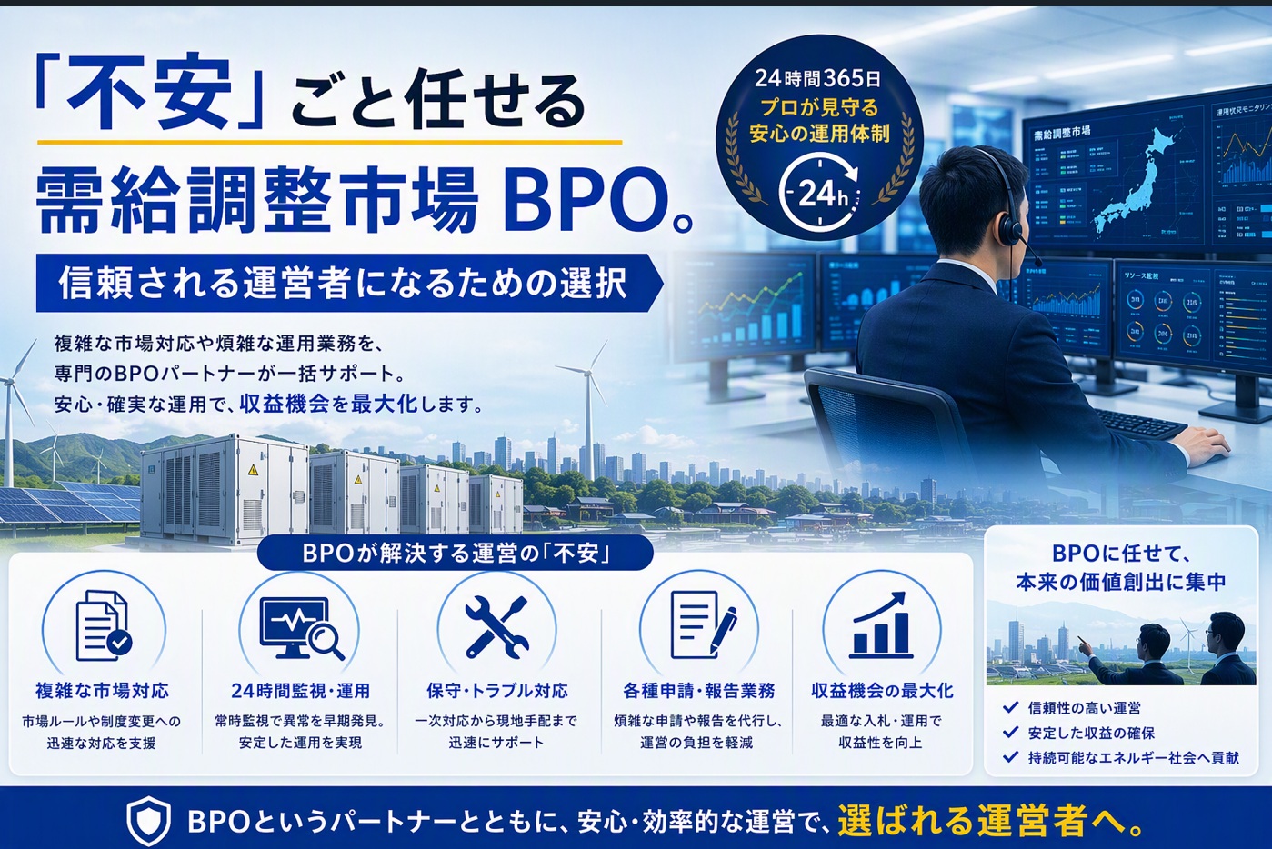 「不安」ごと任せる需給調整市場BPO。信頼される運営者になるための選択