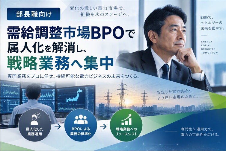 【部長職向け】需給調整市場BPOで属人化を解消し、戦略業務へ集中