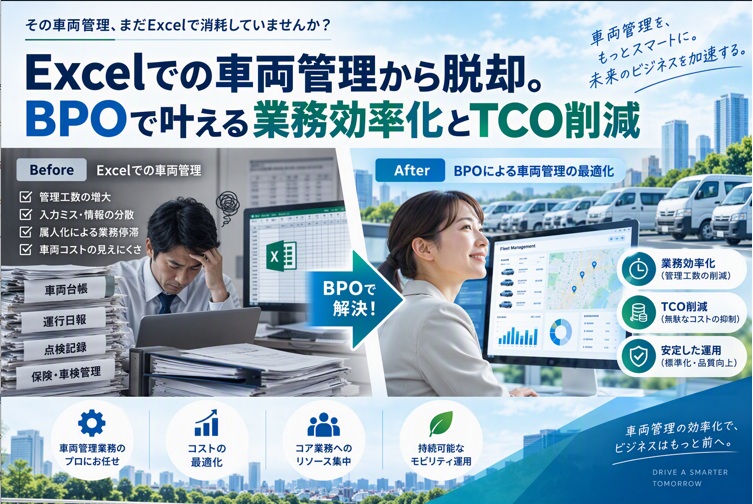 Excelでの車両管理から脱却。BPOで叶える業務効率化とTCO削減