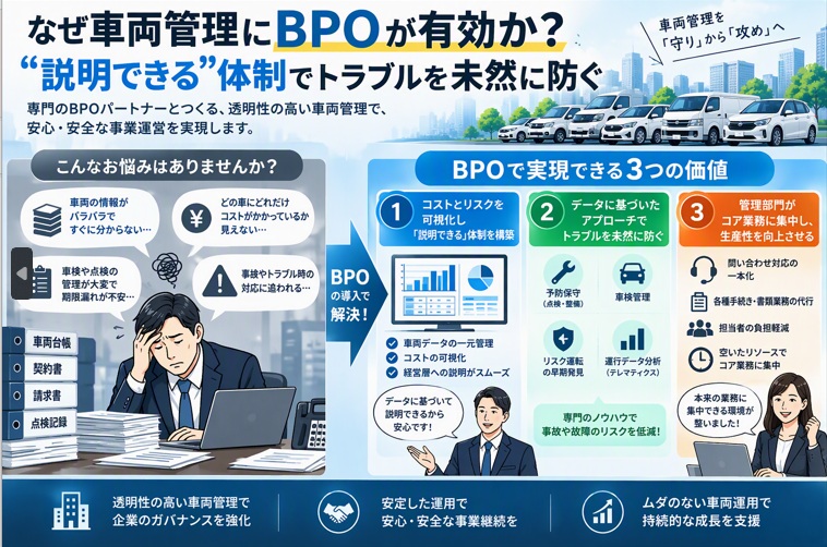 なぜ車両管理にBPOが有効か？“説明できる”体制でトラブルを未然に防ぐ
