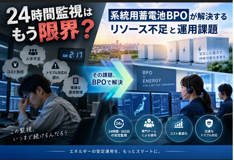 24時間監視はもう限界？系統用蓄電池BPOが解決するリソース不足と運用課題
