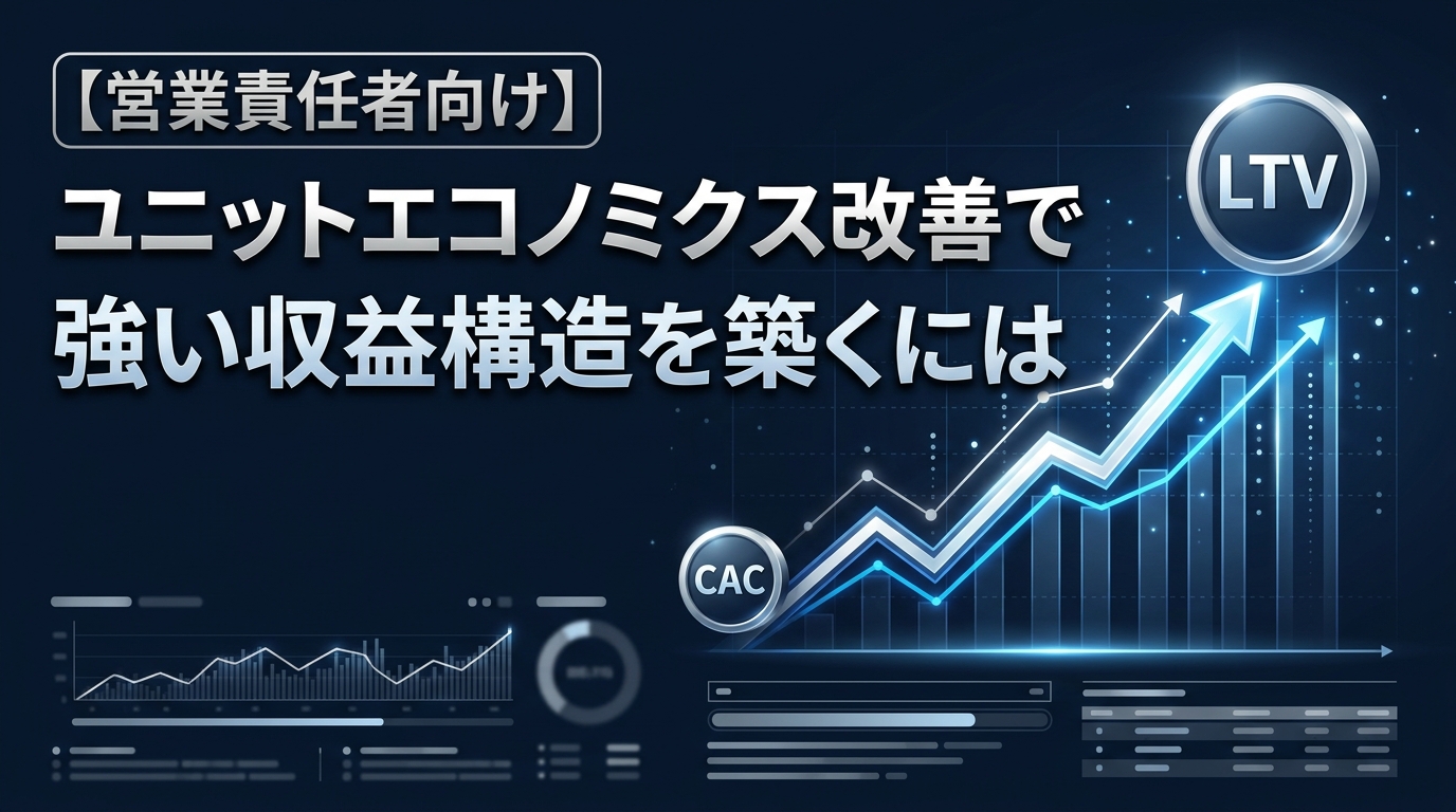 【営業責任者向け】ユニットエコノミクス改善で強い収益構造を築くには