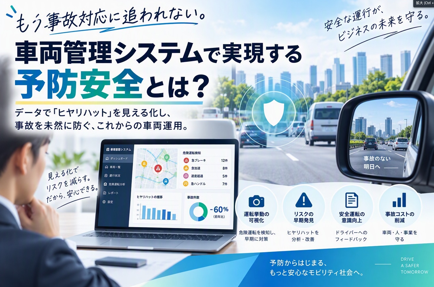 もう事故対応に追われない。車両管理システムで実現する予防安全とは？