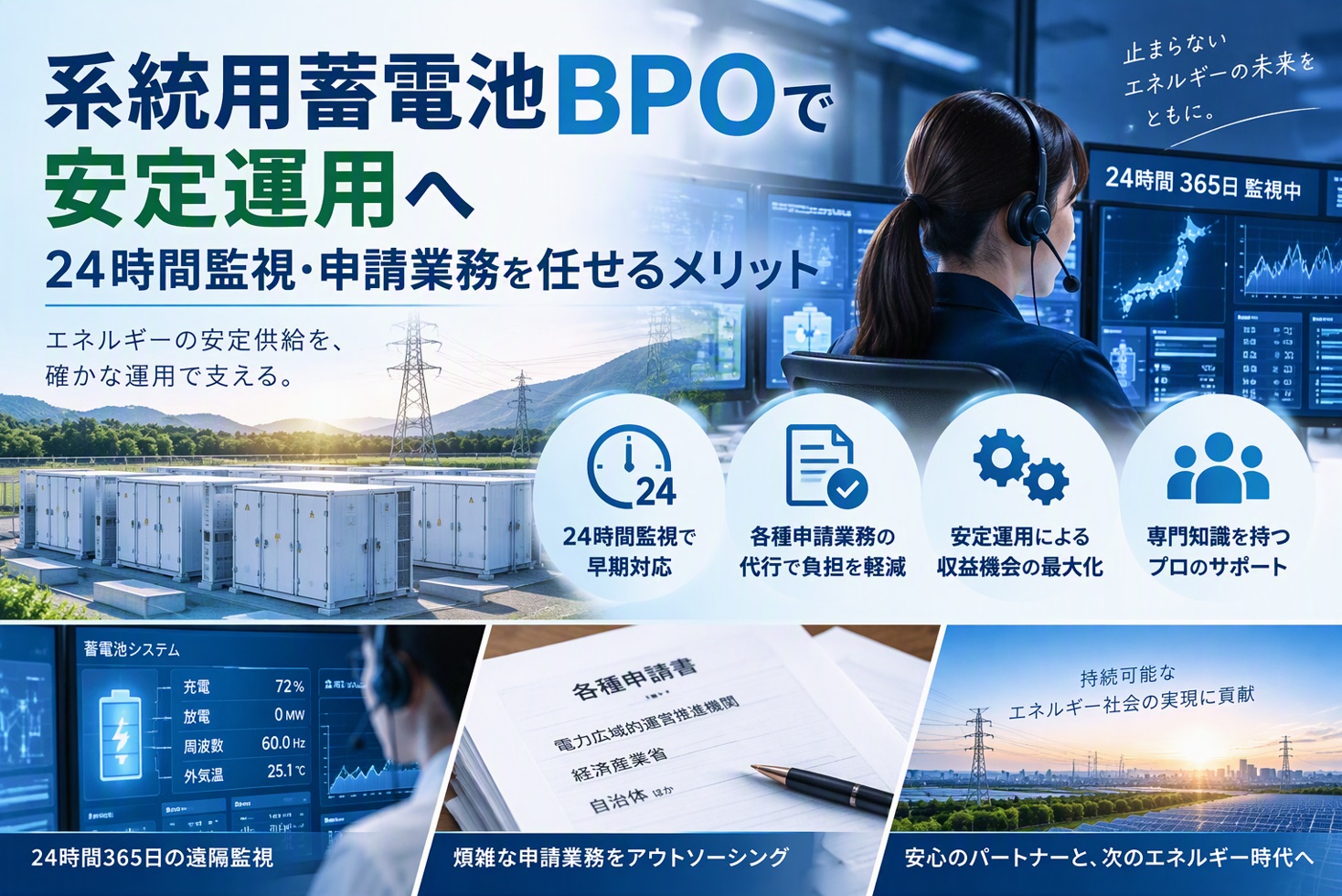 系統用蓄電池BPOで安定運用へ｜24時間監視・申請業務を任せるメリット