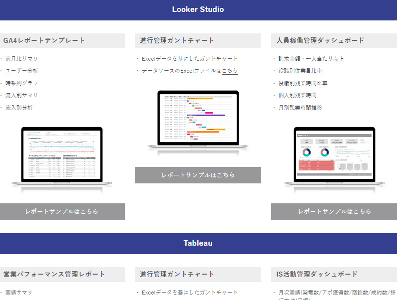 無料BIテンプレートの一覧画面