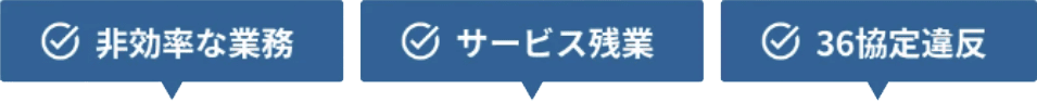 非効率な業務　サービス残業　36協定違反
